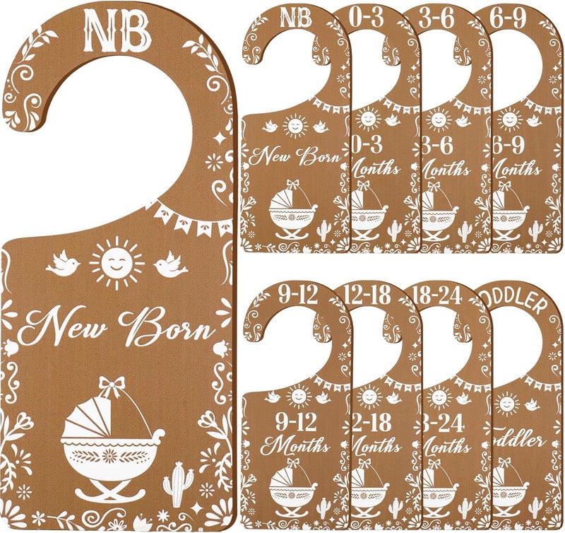 CORNER LACE Baby Closet Dividers 8PCS, Mexican Talavera Themed Wooden Double-Sided Clothes Size Hanger/Organizer from Newborn to Toddler for Nursery Decor Baby Shower Birthday Gender Reveal Party Gift - Image 1